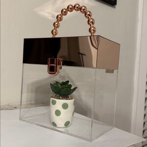 Acrylic Handbag Display Box Rose Gold & Clear Decor
